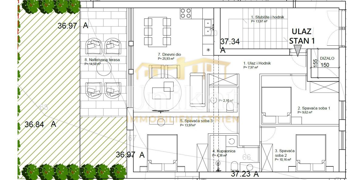Nuovo appartamento trilocale con giardino vicino al mare